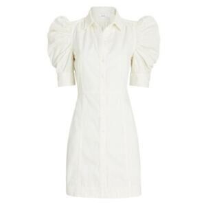 FRAME Gillian Button-Front Puffed Sleeve Mini Dress Size Medium NWOT $398 Ecru